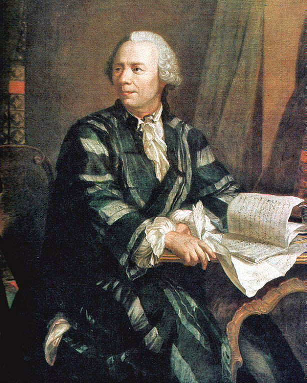 Leonard Eylerning rassom Iogann Georg Bruker tomonidan 1756-yilda chizilgan portreti. 